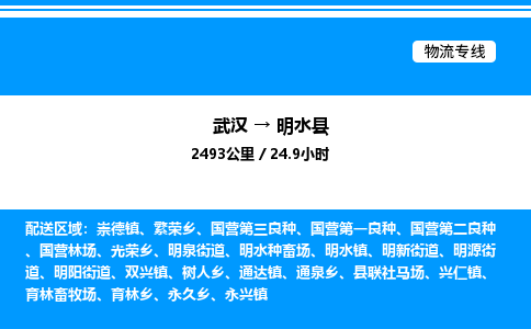 武漢到明水縣物流專線-武漢至明水縣貨運公司